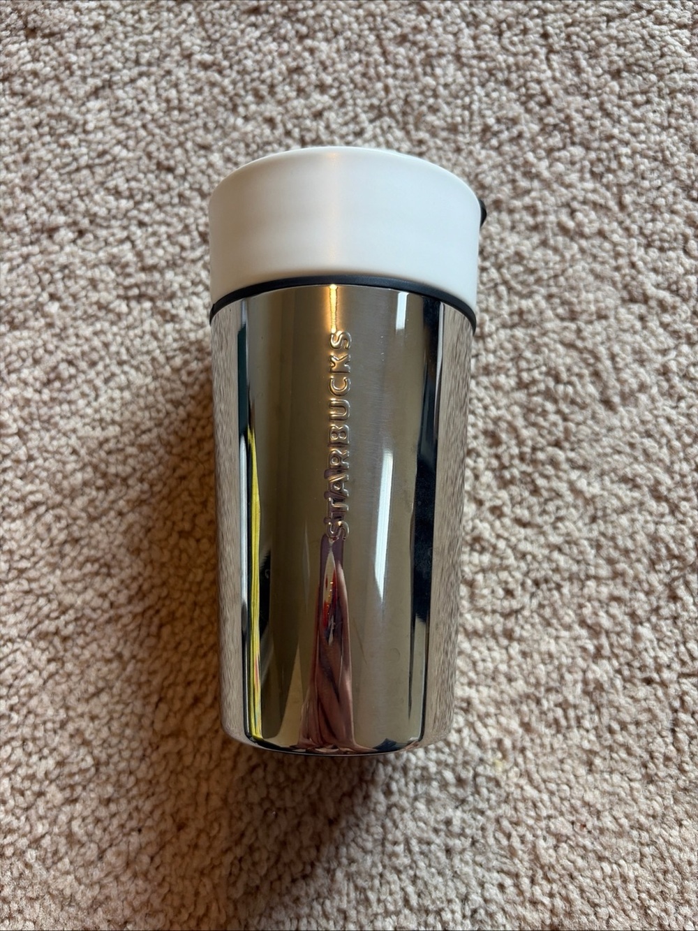 Starbucks Tumbler Insulated Stainless Steel White Ceramic Coffee Tea Mug 12 oz